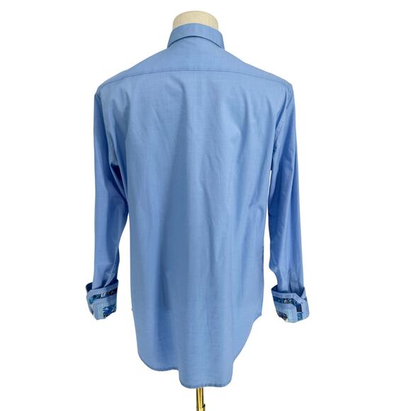 Robert Graham Woven Button Front Long Sleeve Shirt Rutherford Solid Light Blue M - Picture 2 of 9